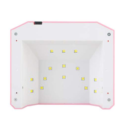 Lampa UV 24 LED + CCFL Diamond pentru manichiura cu timer incorporat, putere 36W, culoare Roz
