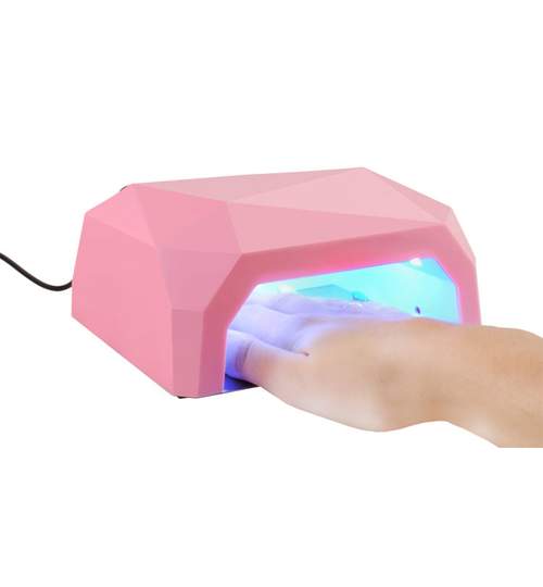 Lampa UV 24 LED + CCFL Diamond pentru manichiura cu timer incorporat, putere 36W, culoare Roz
