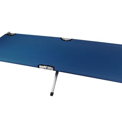 Pat pliabil solid pentru camping, dimensiuni 210x85,6x45cm, culoare albastru