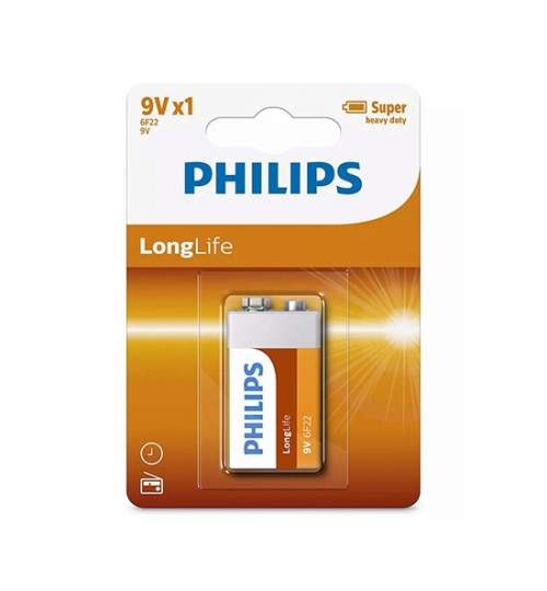 Baterie Philips Longlife, 9V, 6F22 FMG-LCH-PH-6F22L1B
