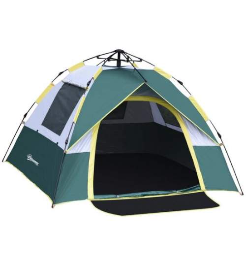 Cort camping, 2 persoane, material Oxford, impermeabil, cu copertina, husa, verde, 205x195x135 cm MART-AR203057
