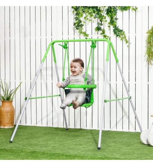 Leagan pentru copii 6-36 luni, cu cadru din otel, verde, 122x146x122 cm MART-AR172247