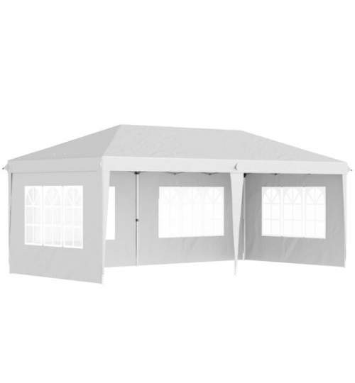 Pavilion pentru gradina/comercial, cadru metalic, material Oxford, 4 pereti, pliabil, alb, 5.85x2.95x2.70 m MART-AR178522
