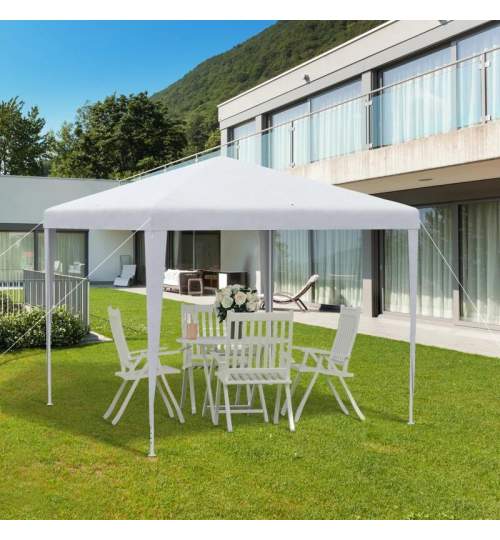 Pavilion pentru gradina/terasa, cadru metalic, pliabil, inaltime reglabila, alb, 2.7x2.7x2-2.54 m MART-AR204450