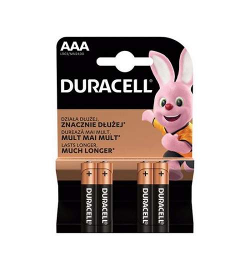Set 4 baterii alcalineDuracell LR03, AAA, 1.5 V FMG-LCH-DUR-MN2400