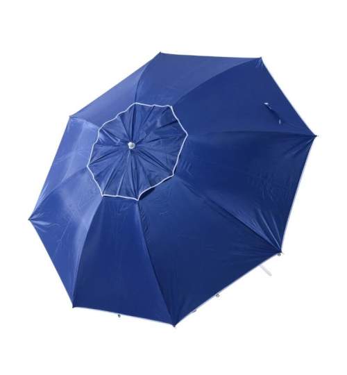 Umbrela plaja/gradina, 2 in 1, albastru si alb, 210 cm MART-AR019016
