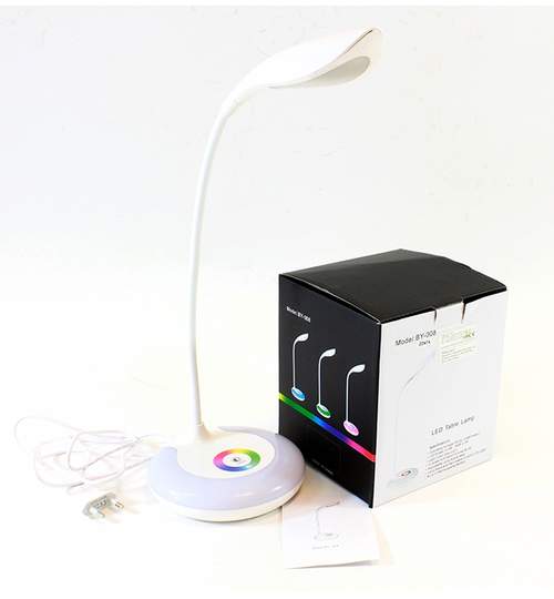 Lampa Birou LED Multicolor RGB 5W, Flexibila cu Control Tactil, USB, 3 Nivele de Iluminare, Inaltime Maxima 50cm
