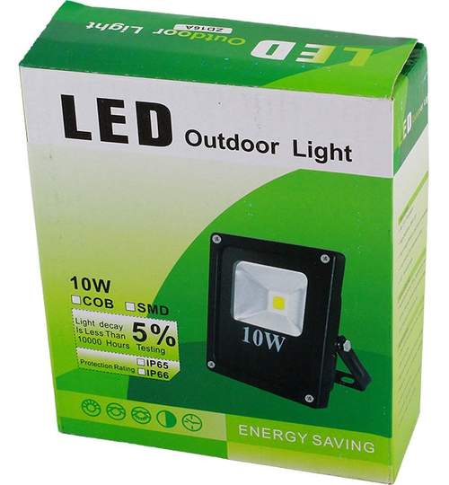 Proiector LED pentru Exterior, Putere 10W, Lumina Alba 6000k