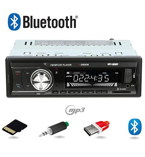 MP3 Player Auto 1DIN cu Radio FM, Bluetooth, Afisaj LCD Incorporat FM/MP3/USB/SD/AUX IN, Putere 4x45W, Vordon