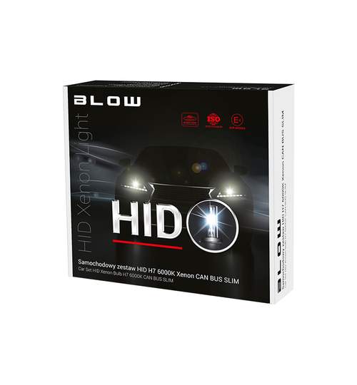 Kit Complet Becuri Xenon Auto H7 Blow HID Slim CanBus 6000K, Putere 35W