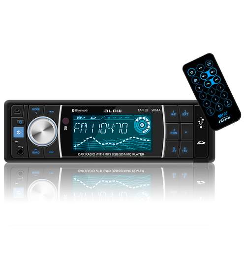 Radio MP3 Auto 1DIN cu Bluetooth, Telecomanda, USB/SD/ AUX, Putere 4x60W