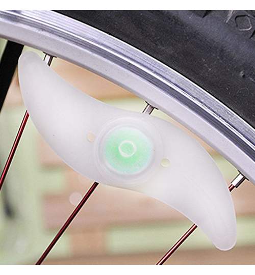 Set 4 LED-uri Iluminat Decorativ pentru Spite Bicicleta cu 3 Tipuri de Iluminare, Culoare Rosu
