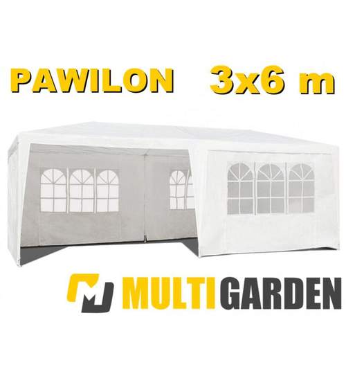 Cort Pavilion 3x6m pentru Evenimente, Curte sau Gradina, Pereti Laterali, Culoare Alb