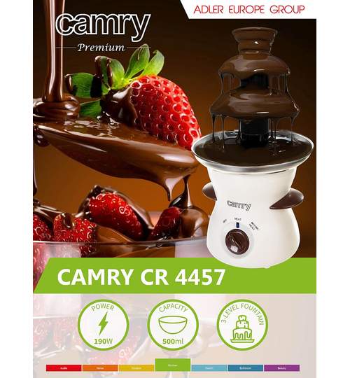 Fantana de Ciocolata Camry pe 3 Nivele, Capacitate 500ml, Putere 190W