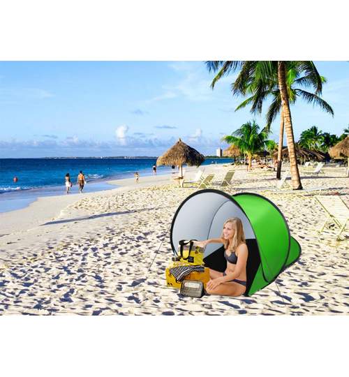 Cort Pop-up Semi-deschis pentru Plaja cu Protectie Solara UV si Impermeabil