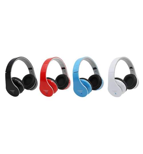 Casti Audio Stereo cu Bluetooth, Radio FM, Redare MP3, Card microSD, USB, Negru