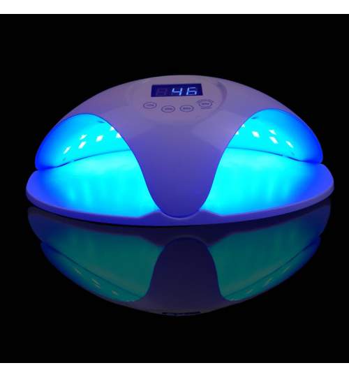 Lampa Dubla LED UV Profesionala SUN 669 pentru Manichiura 48W cu Timer si Senzor Inteligent, Alb