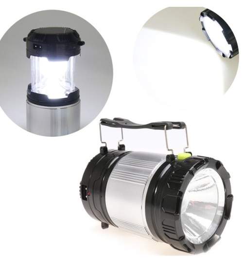 Lampa Solara LED Portabila pentru Camping si Drumetii, Putere 10W