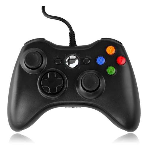 Telecomanda Controller Dual Shock pentru Xbox 360 si PC, Cablu USB 2,5m