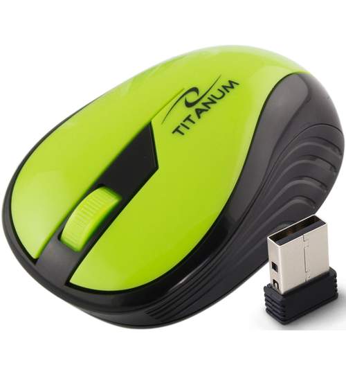 Mouse Optic Wireless Titanum, Culoare Negru/Verde