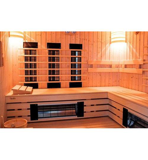 Cabina Sauna 5-6 Persoane Wellis Eclipse cu Infrarosu, Bluetooth si Difuzoare Audio