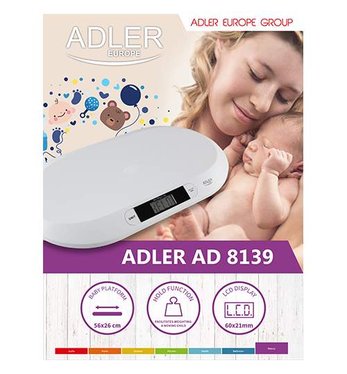 Cantar Digital Adler pentru Nou Nascuti / Bebelusi, Capacitate 20kg, Afisaj LCD