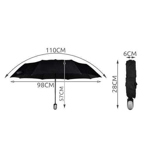 Umbrela Pliabila cu Deschidere Automata, Diametru 110cm, Culoare Negru