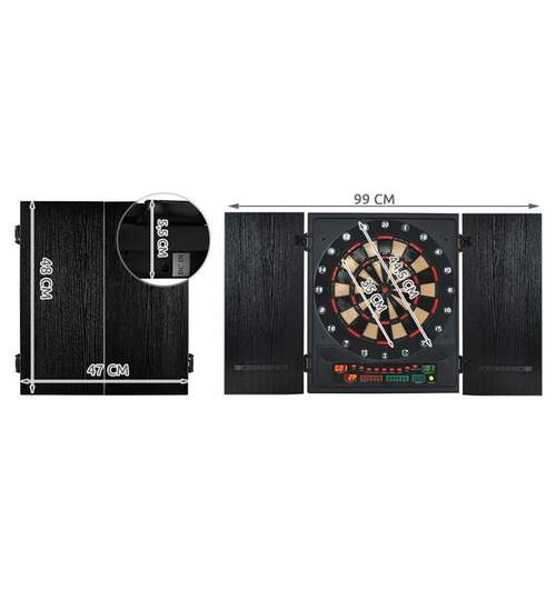 Set Joc Darts cu Tinta Electronica, 12 Sageti, 27 Jocuri, 175 Moduri, Afisaj LCD, Semnale Sonore si Luminoase