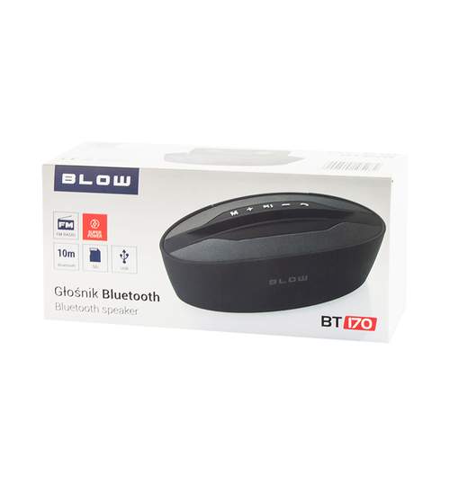 Boxa Portabila Wireless Bluetooth Blow cu USB, Card SD, AUX Jack si Radio FM, Putere 10W, Culoare Negru