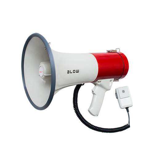 Megafon Portavoce Blow MP-1512 600m cu Microfon si Sirena, Putere 25W, Culoare Alb/Rosu