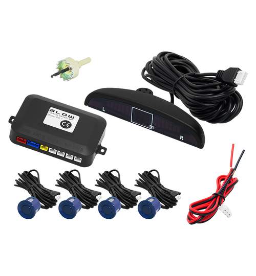 Set Complet 4 Senzori de Parcare Auto Blow cu Afisaj Electronic si Semnal Sonor, Culoare Albastru