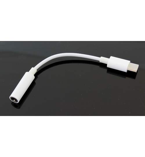 Cablu Adaptor USB tip C si Mufa Jack 3,5 mm, 4 Pini cu Functie de Incarcare si Transfer Date