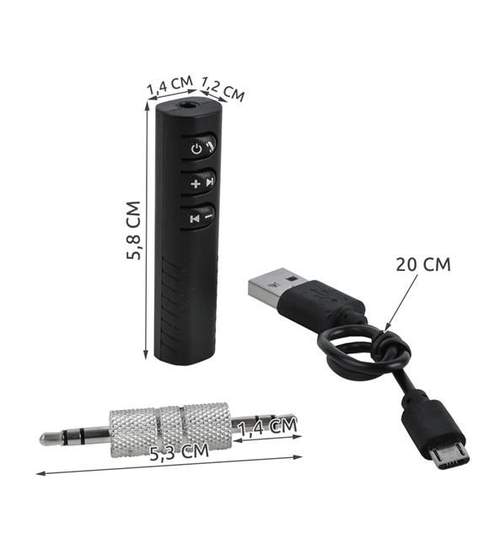 Adaptor Bluetooth Auto 12V cu Mufa Jack pentru AUX de la Masina, Microfon si Cablu USB