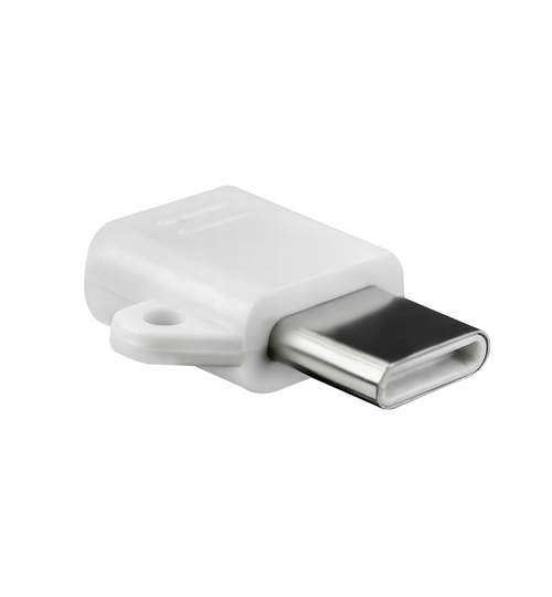 Adaptor Lightning de la Micro USB la USB-C 3.0 - 3.1, culoare Alb