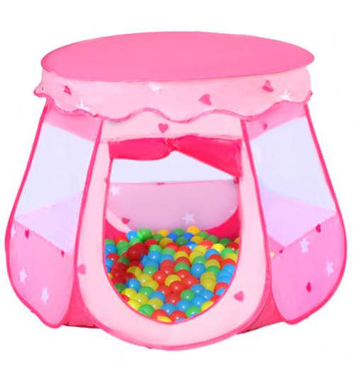 Cort pliabil de joaca pentru copii, dimensiuni 70x85x100cm, culoare Roz