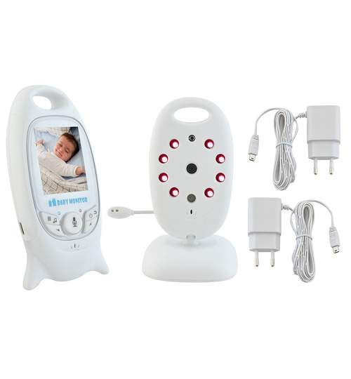 Set Baby Video Monitor Wireless, Monitorizare cu Infrarosu Video si Audio pentru Bebelusi