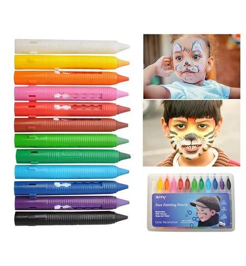 Set Creioane Colorate pentru Pictura pe Fata, 12 Culori