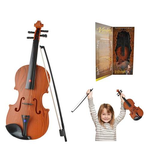 Vioara jucarie pentru copii cu arcus pentru efecte muzicale