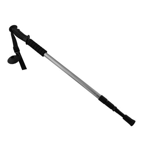Bat telescopic pentru drumetii - trekking - din aluminiu cu inaltime reglabila pana la 130cm, culoare Argintiu