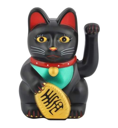 Figurina Pisica Lucky care aduce noroc si bogatie, culoare Negru