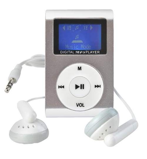 Mini MP3 Player cu Afisaj LCD si Slot USB 2.0, suporta card microSD de pana 32GB, culoare Gri