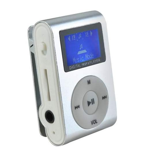 Mini MP3 Player cu Afisaj LCD si Slot USB 2.0, suporta card microSD de pana 32GB, culoare Gri