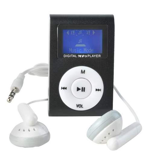Mini MP3 Player cu Afisaj LCD si Slot USB 2.0, suporta card microSD de pana 32GB, culoare Negru