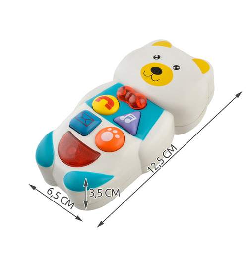 Telefon interactiv, educational pentru copii cu butoane care emit diverse melodii, forma Ursulet