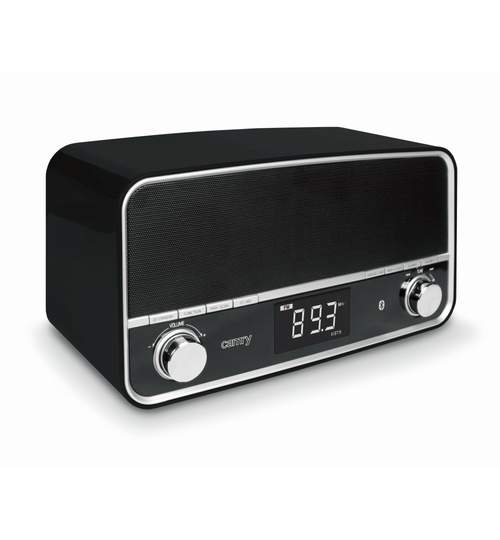 Radio Retro cu Ceas Camry, Afisaj LCD, Alarma Dubla, Bluetooth, USB, FM/AM, MP3, Culoare Negru