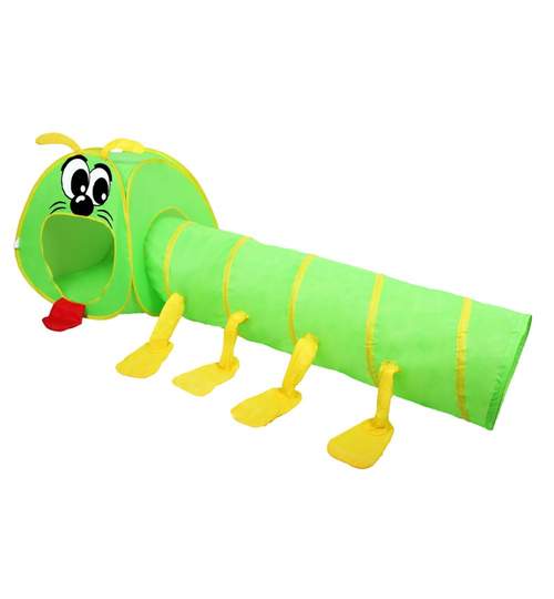 Cort de Joaca pentru Copii cu Tunel tip Miriapod, Culoare Verde/Galben