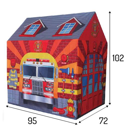 Cort de Joaca pentru Copii tip Garaj Pompieri Multicolor, Interior sau Exterior