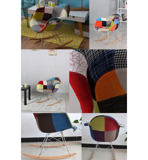 Scaun Modern tip Balansoar, Tapitat, Multicolor pentru Living, Salon sau Dormitor