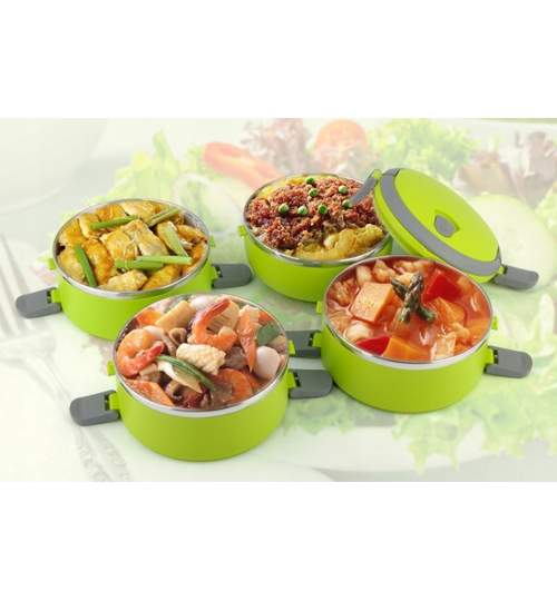 Caserola Termica Lunch Box pentru Mancare, Capacitate 2,8L, Mentine Mancarea Calda, culoare verde