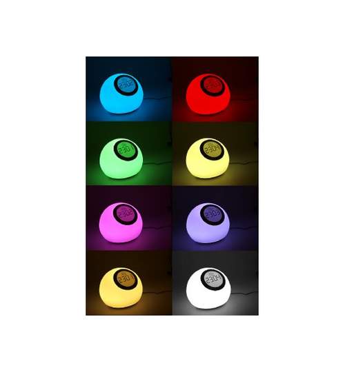 Ceas Decorativ Desteptator Elegant cu Afisaj LED RGB Multicolor